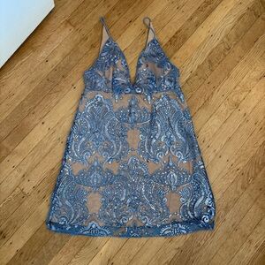 Free People Blue Lace Mini Dress